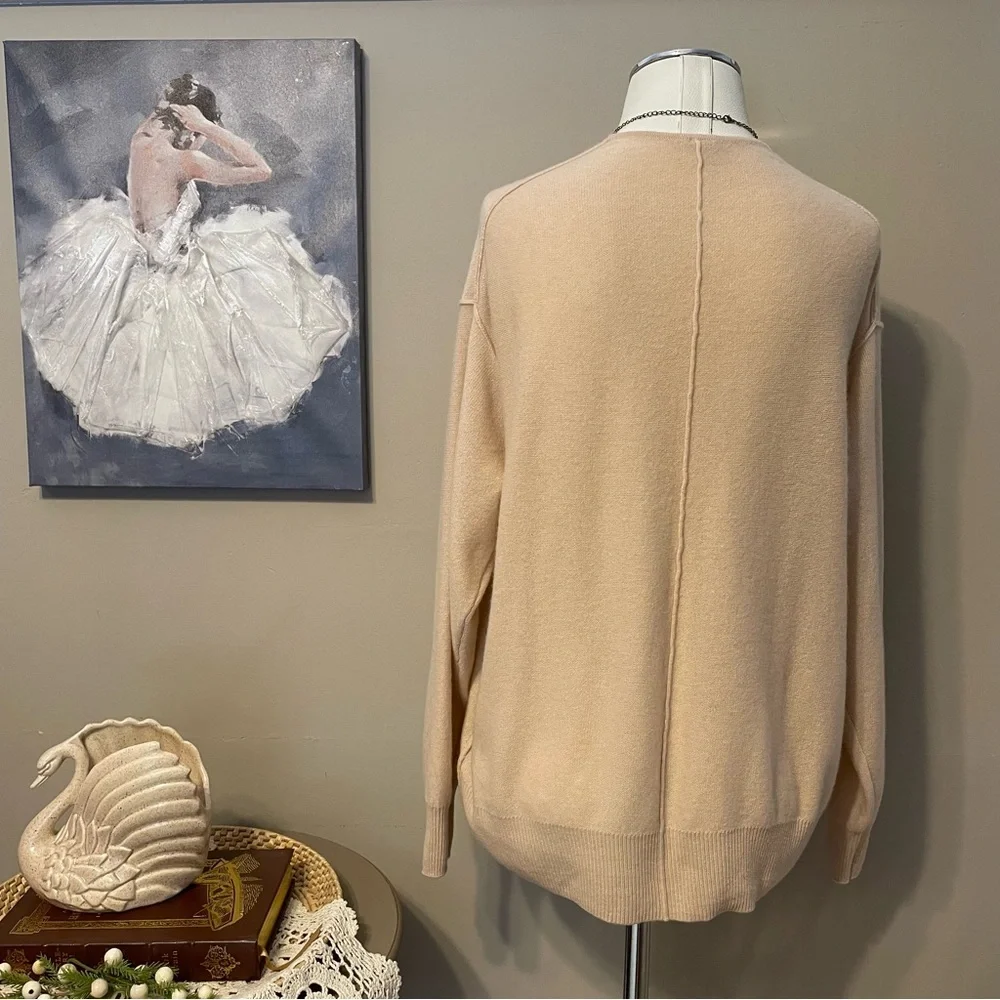 Free People School Boy Dusty Pink Cashmere Cardigan Sweater Oversized